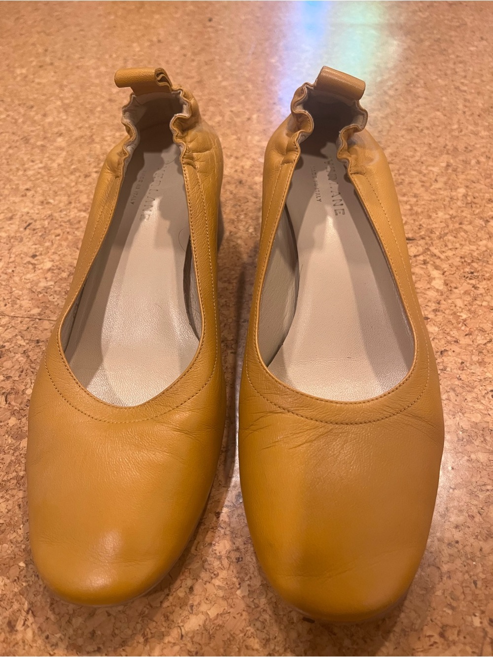 Everlane Mustard Yellow Leather Ballet Flats